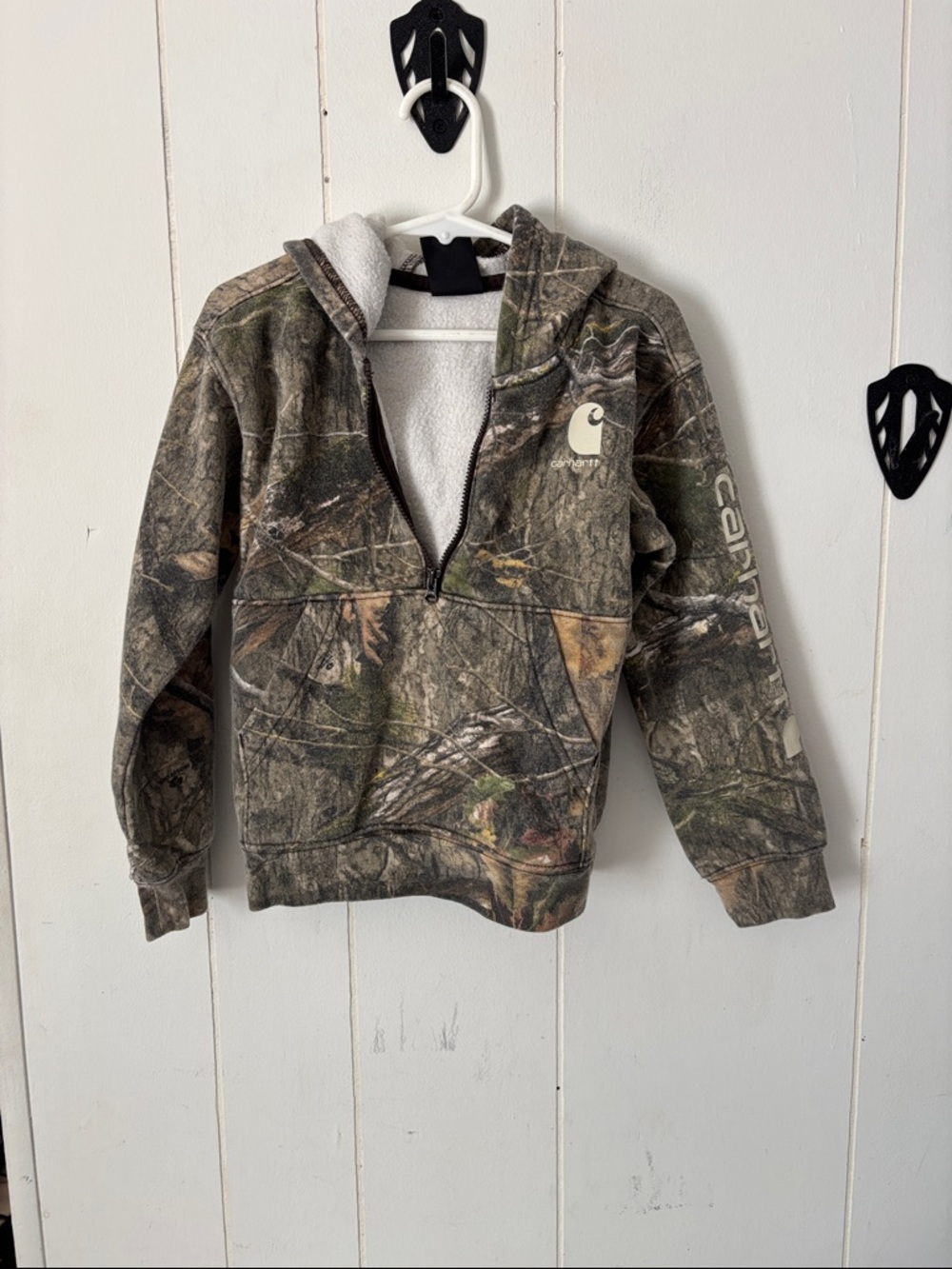 363 - Carhartt Kids' Camo Hooded Half-Zip Pullover - Realtree Camo